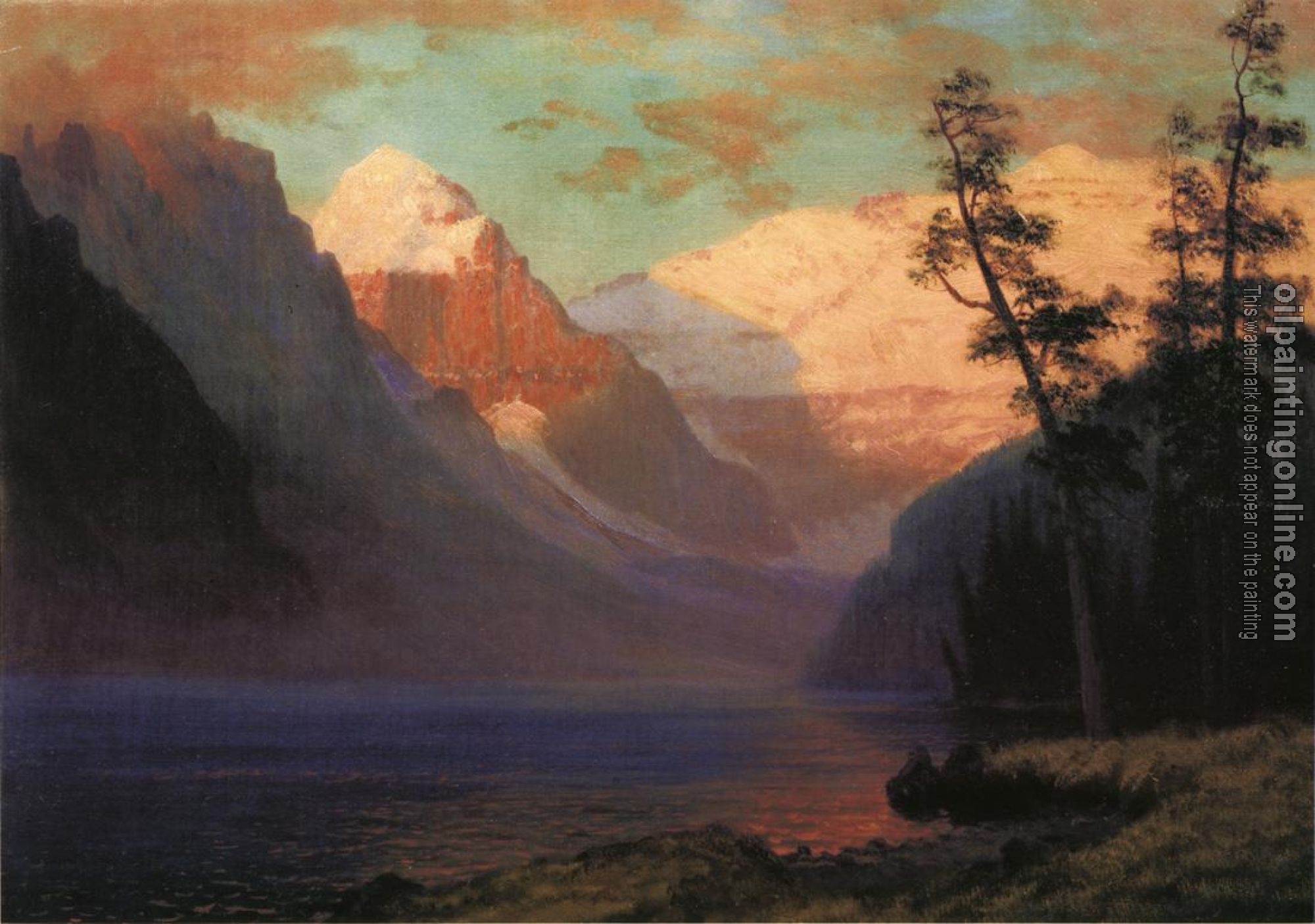 Bierstadt, Albert - Evening Glow Lake Louise